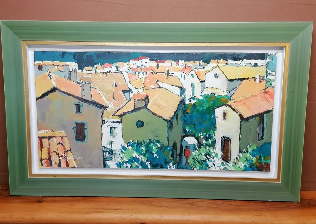 Oil Painting - The Roofs Of The Village Of Lunas By Mr. Louis Pignataro (painter From Sète)-photo-3