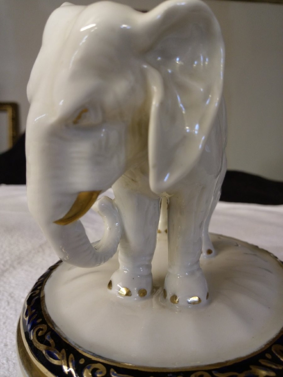 BONBONNIERE ELEPHANT - ROYAL DUX – BOHEMIA - Porcelaine Peinte et doré-photo-6