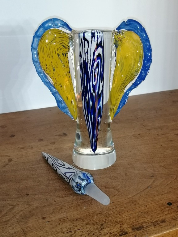 Flacon en verre soufflé contemporain - DECOBERT -  BEGOU - 1992 -photo-4