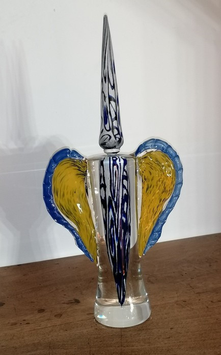 Flacon en verre soufflé contemporain - DECOBERT -  BEGOU - 1992 