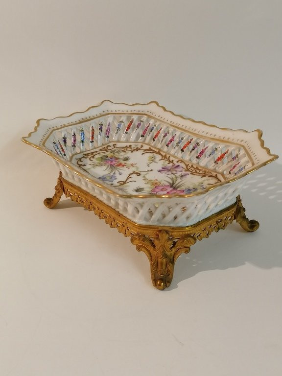 Coupe ou vide poche - porcelaine et bronze doré de  Mme. Hirsch - XIXème - Meissen-photo-4
