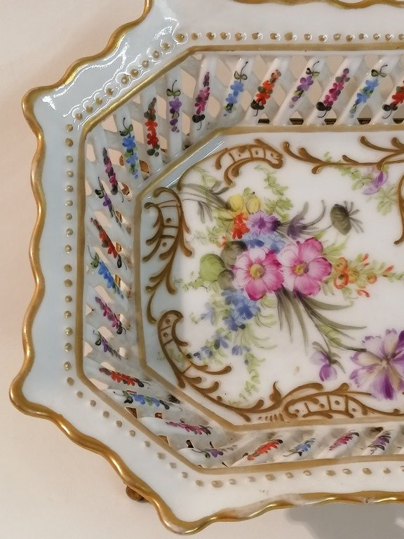 Coupe ou vide poche - porcelaine et bronze doré de  Mme. Hirsch - XIXème - Meissen-photo-2