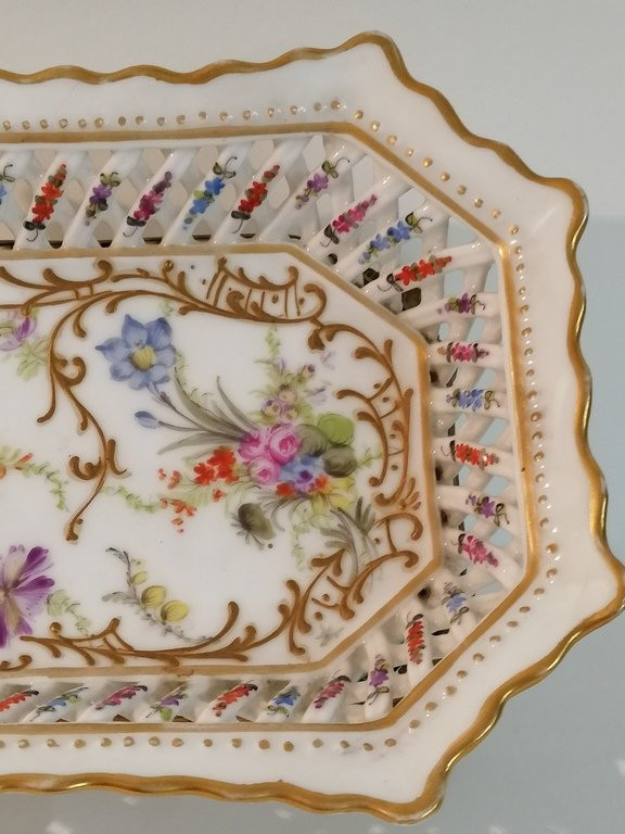 Coupe ou vide poche - porcelaine et bronze doré de  Mme. Hirsch - XIXème - Meissen-photo-3