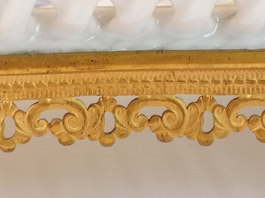 Coupe ou vide poche - porcelaine et bronze doré de  Mme. Hirsch - XIXème - Meissen-photo-5