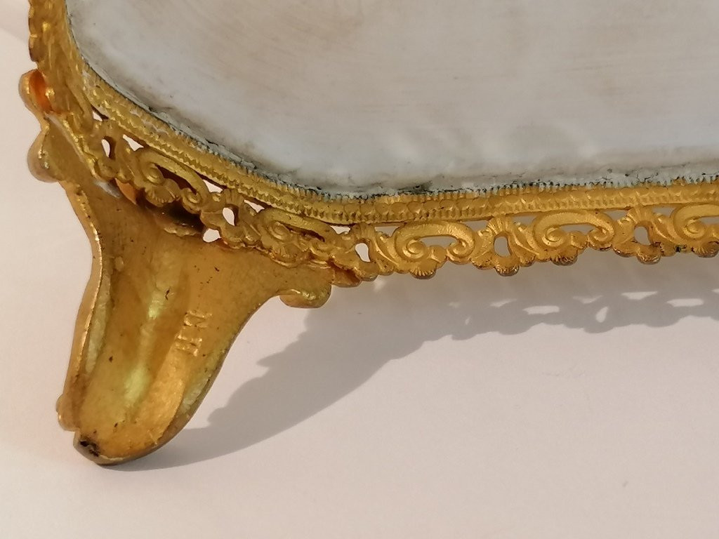 Coupe ou vide poche - porcelaine et bronze doré de  Mme. Hirsch - XIXème - Meissen-photo-6