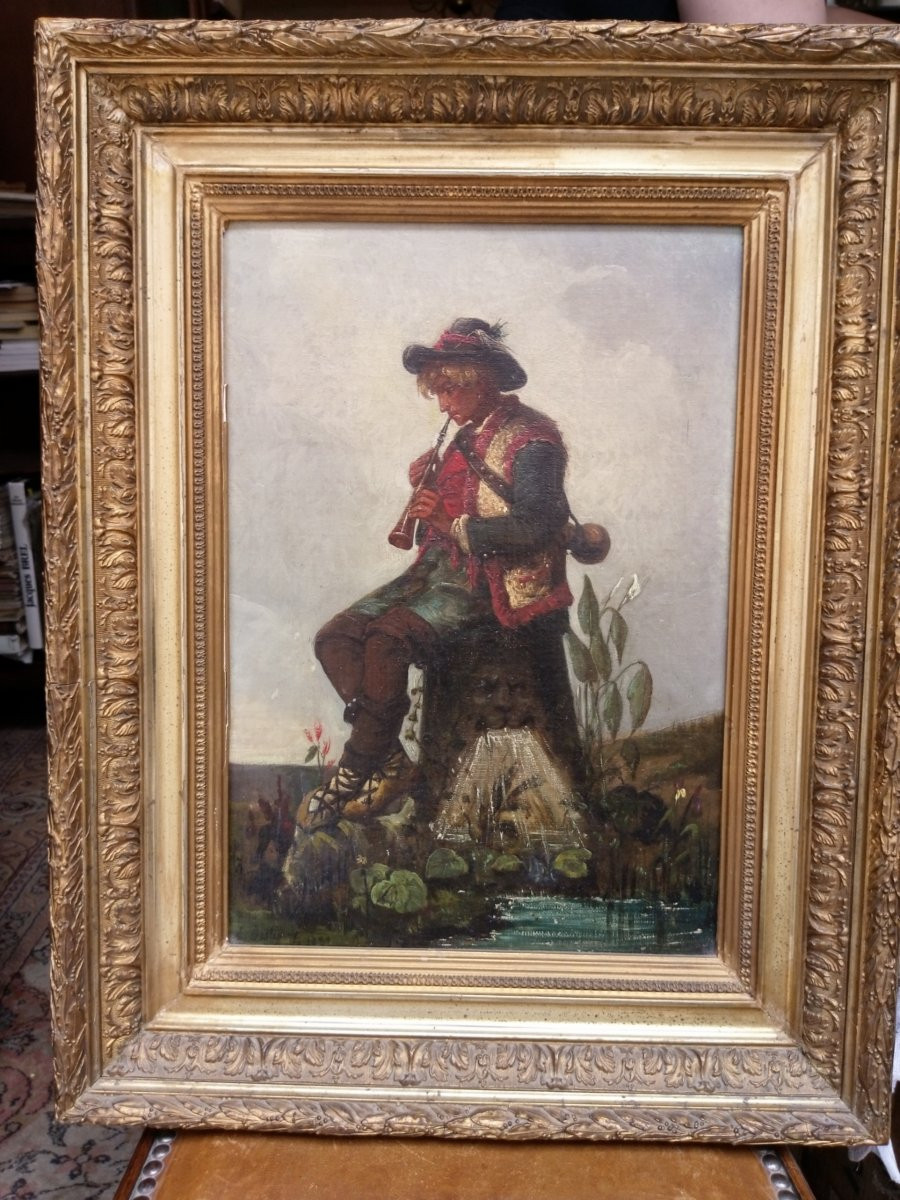 Peinture à l'huile sur toile du XIX ème - Mme. Lucie DESTIGNY ( 1860-1895)-photo-2