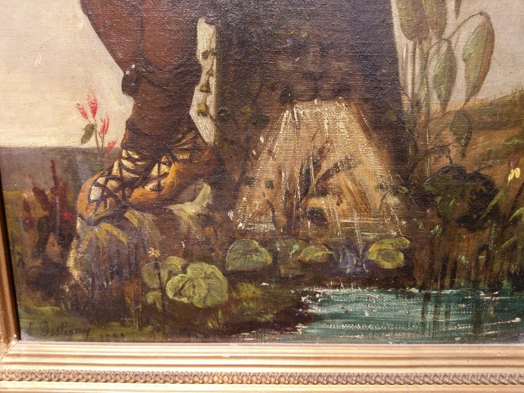 Peinture à l'huile sur toile du XIX ème - Mme. Lucie DESTIGNY ( 1860-1895)-photo-4