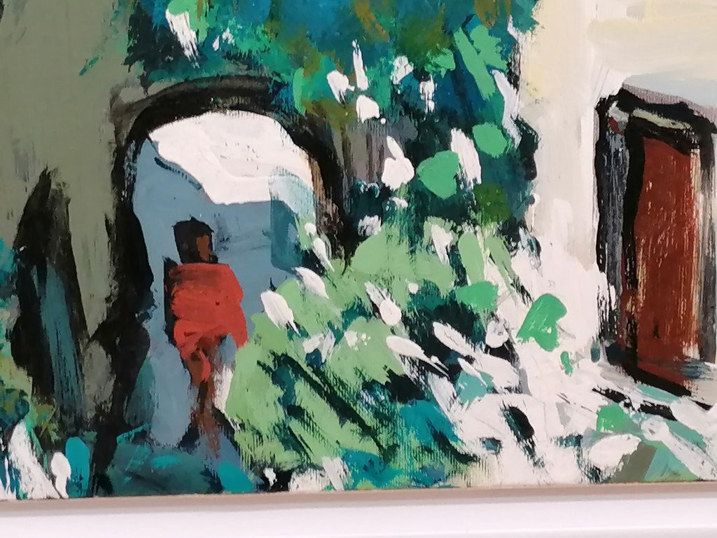 Oil Painting, "the Roofs Of The Village Of Lunas" - Southern France - Mr. Louis Pignataro-photo-6