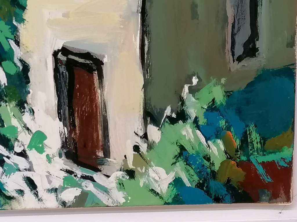 Oil Painting, "the Roofs Of The Village Of Lunas" - Southern France - Mr. Louis Pignataro-photo-7