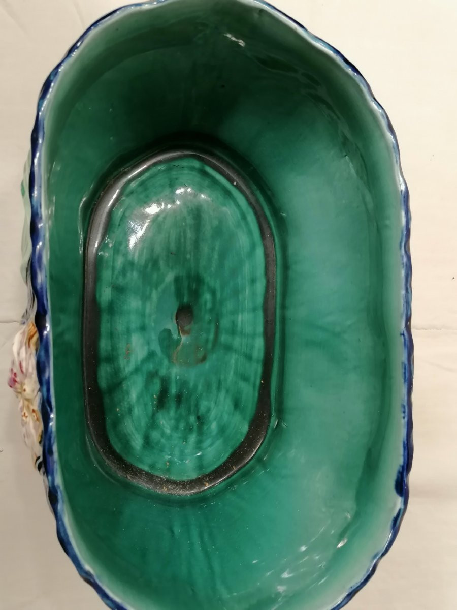 CACHE-POT DE WASMUEL (BELGE) - BARBOTINE EMAILLE -photo-2