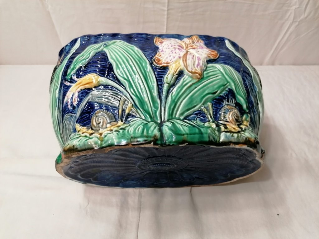 CACHE-POT DE WASMUEL (BELGE) - BARBOTINE EMAILLE -photo-3