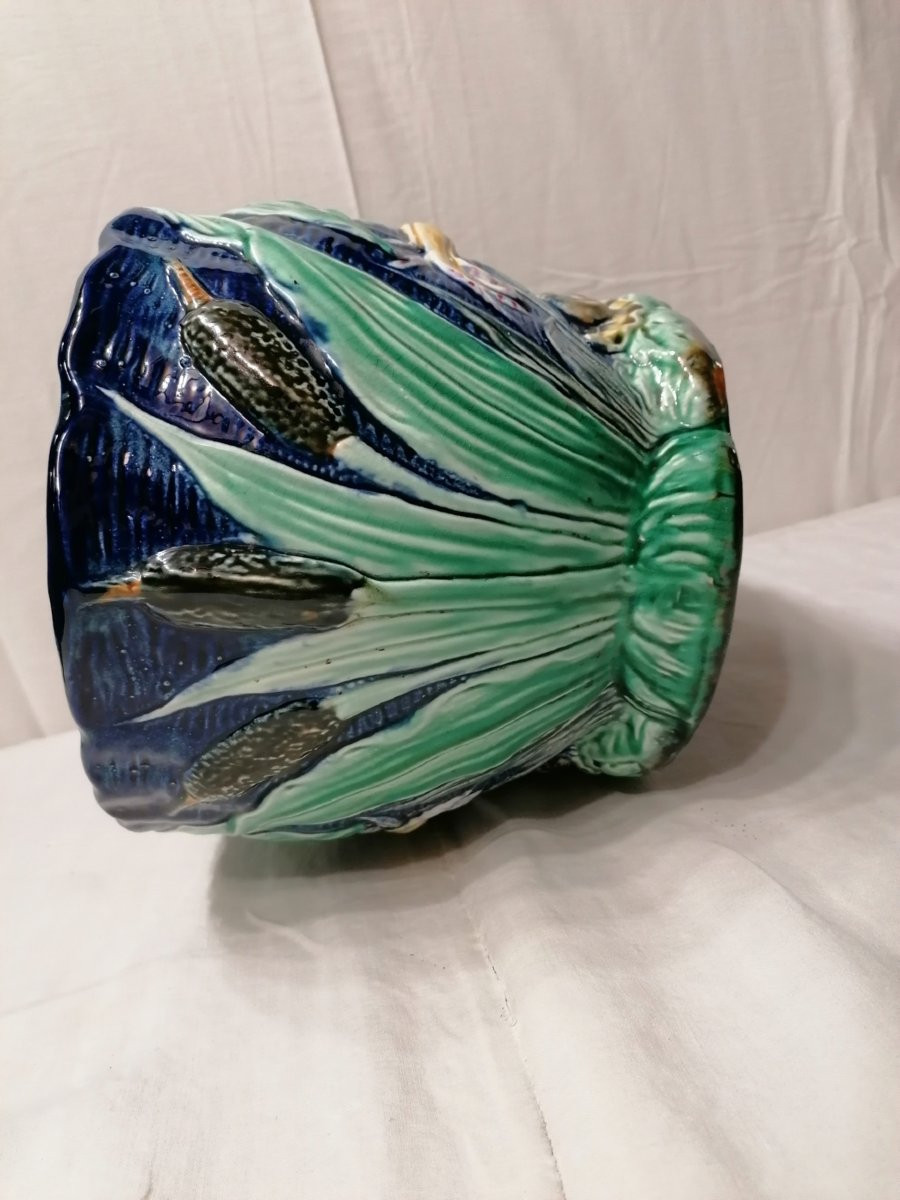 CACHE-POT DE WASMUEL (BELGE) - BARBOTINE EMAILLE -photo-5