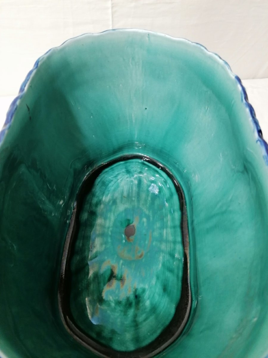 CACHE-POT DE WASMUEL (BELGE) - BARBOTINE EMAILLE -photo-8