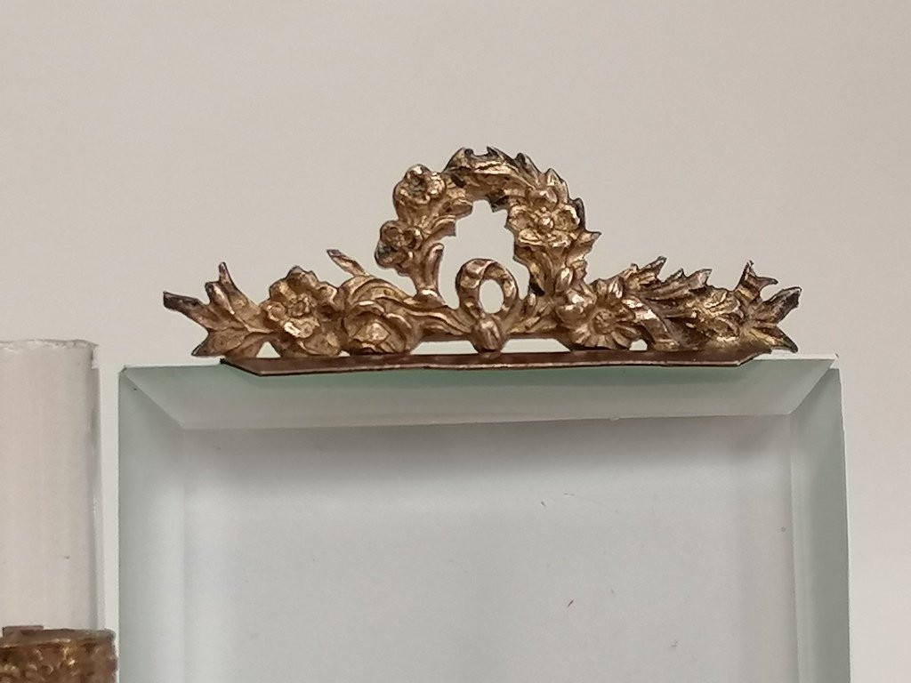 Porte Photo Diptyque et sa Bouquetière – Verre Biseauté – fin XIXème-photo-2