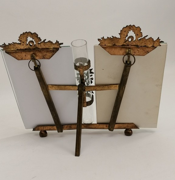 Porte Photo Diptyque et sa Bouquetière – Verre Biseauté – fin XIXème-photo-4