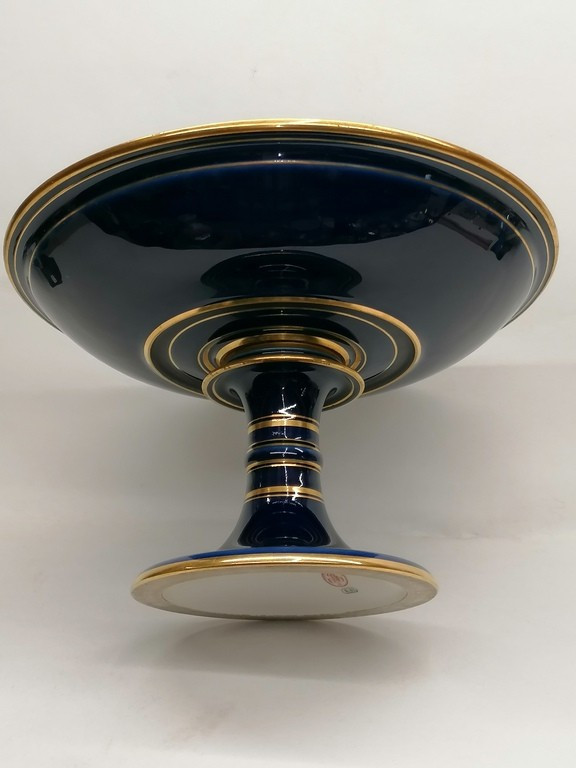 Grande coupe en porcelaine de Sèvres - Bleu Royal et dorées - 1881 - XIX ème -photo-2