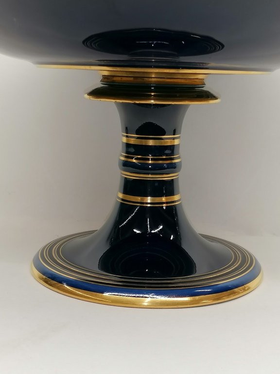 Grande coupe en porcelaine de Sèvres - Bleu Royal et dorées - 1881 - XIX ème -photo-1