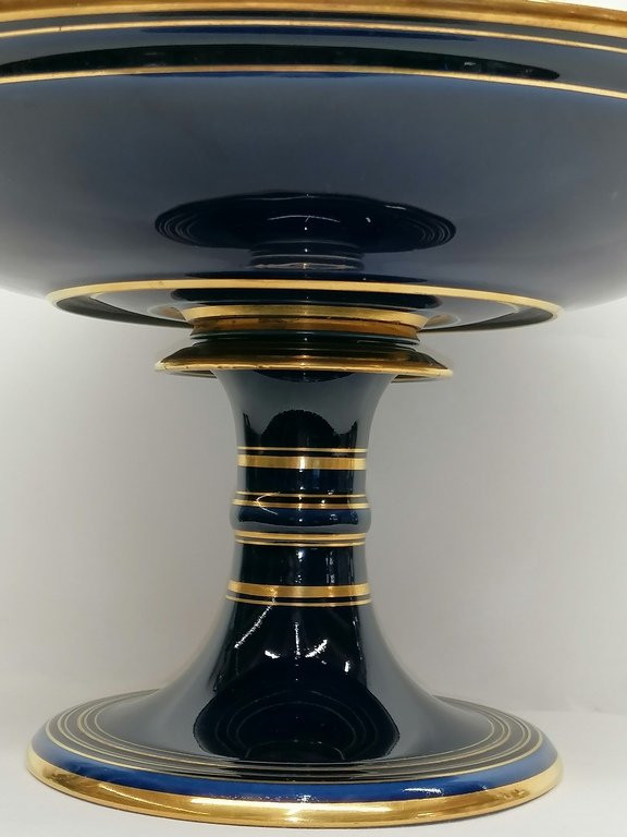 Grande coupe en porcelaine de Sèvres - Bleu Royal et dorées - 1881 - XIX ème -photo-2
