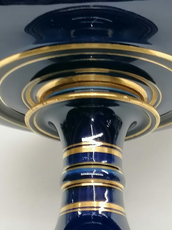Grande coupe en porcelaine de Sèvres - Bleu Royal et dorées - 1881 - XIX ème -photo-4
