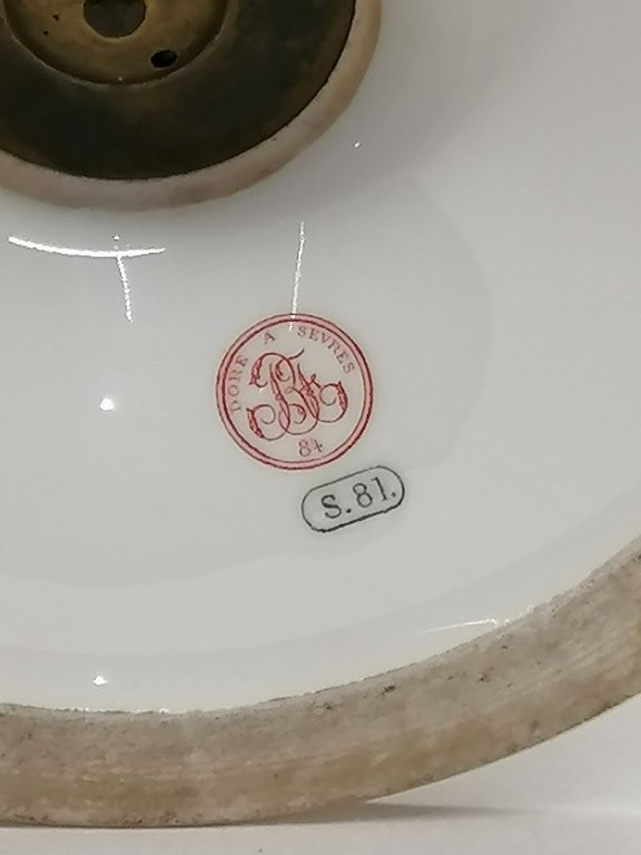 Grande coupe en porcelaine de Sèvres - Bleu Royal et dorées - 1881 - XIX ème -photo-6