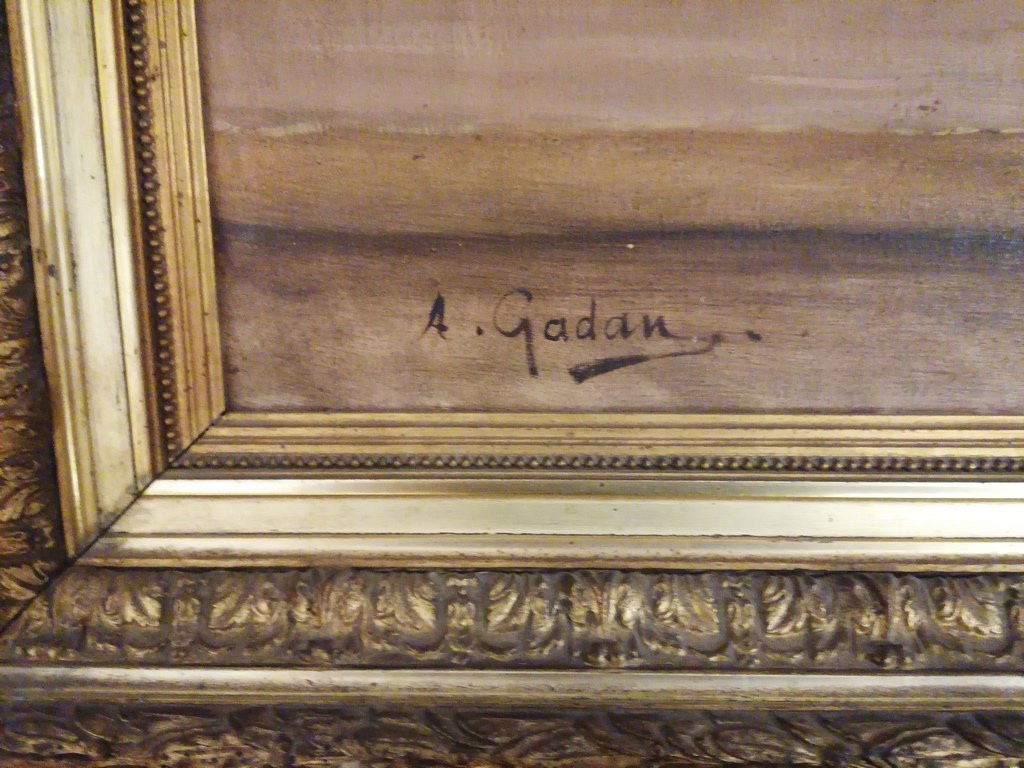 Antoine Gadan (1854-1934) - Orientalist - The Fruit Basket - Oil Painting-photo-2