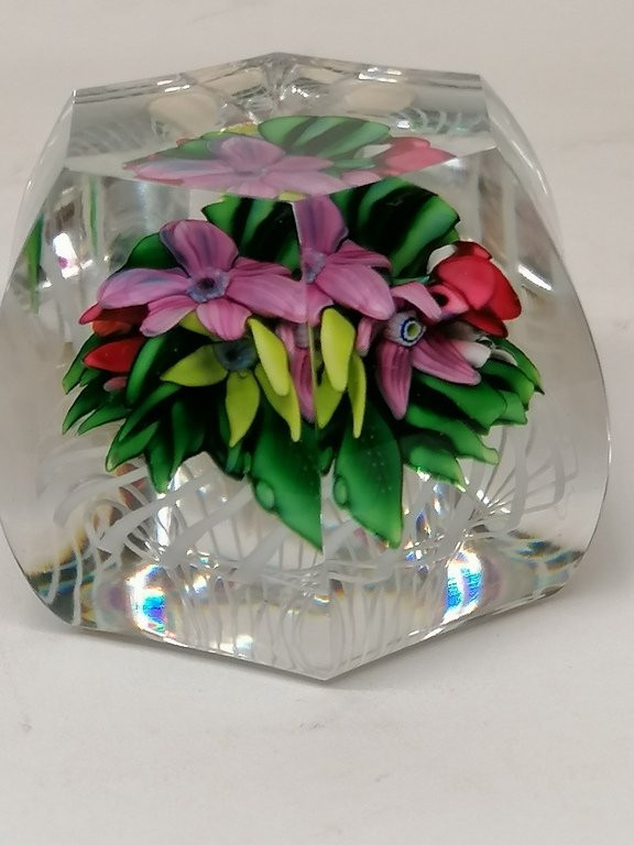 Sulfide Or Paperweight - Baccarat Crystal - Six Domed Curves And Cut Corners-photo-2