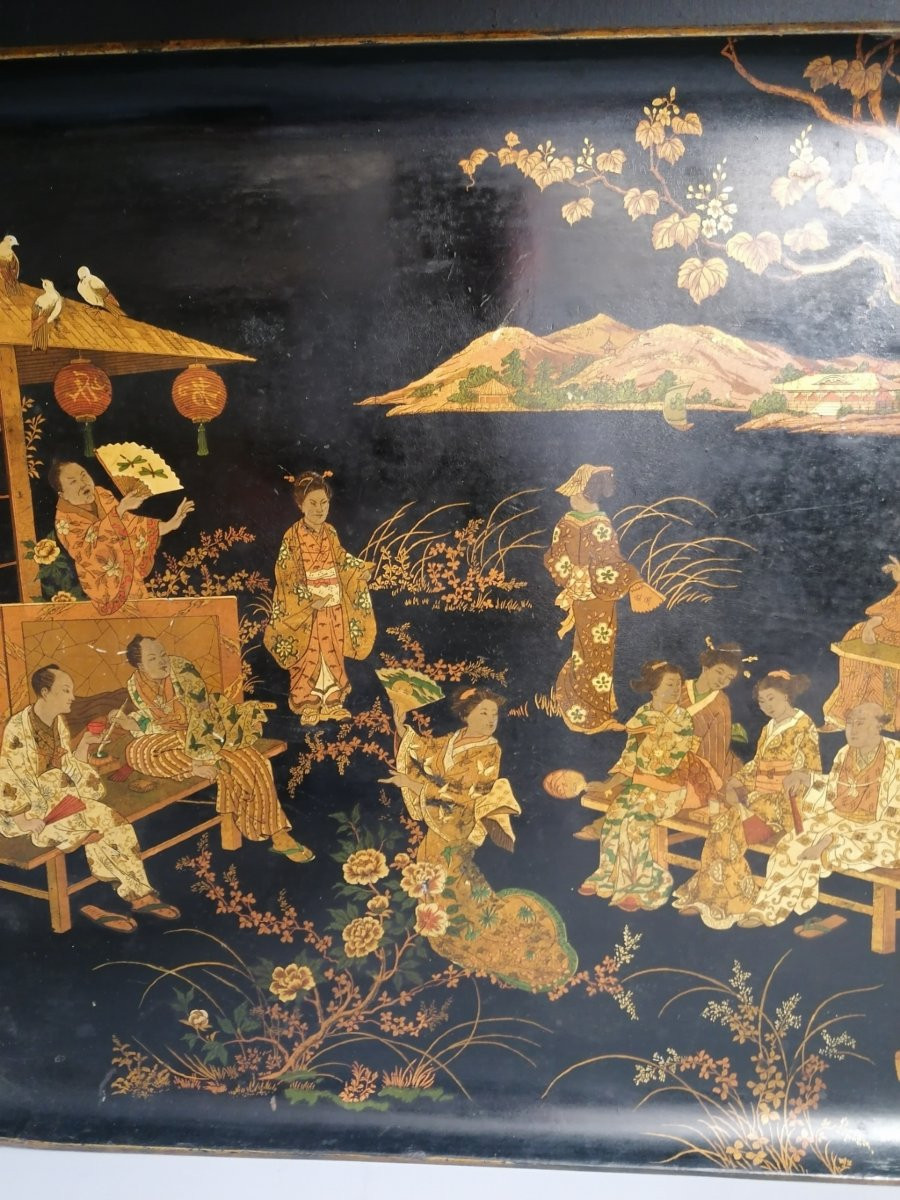 Plateau au Décor Japonais - Les dignitaires – XIXème siècle – 70 X 56 cm-photo-3