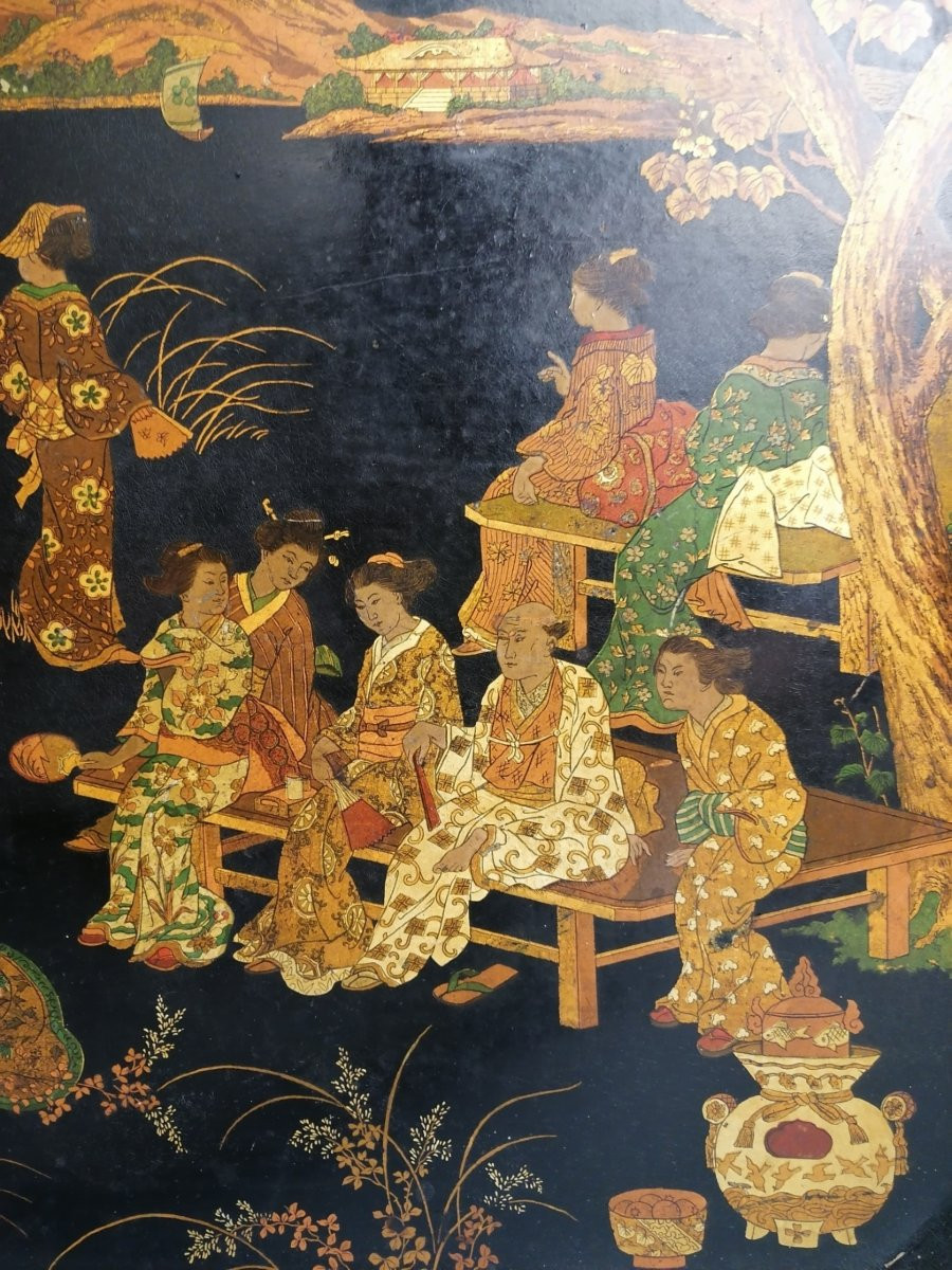 Plateau au Décor Japonais - Les dignitaires – XIXème siècle – 70 X 56 cm-photo-1