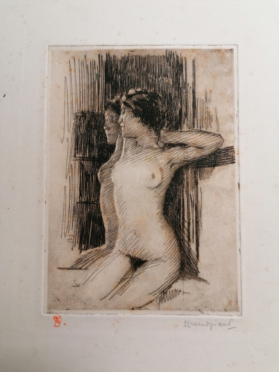Lucien Grandgerard (1880-1970) - Etching - Nude Woman - XX° - N° 4 - 43-photo-2