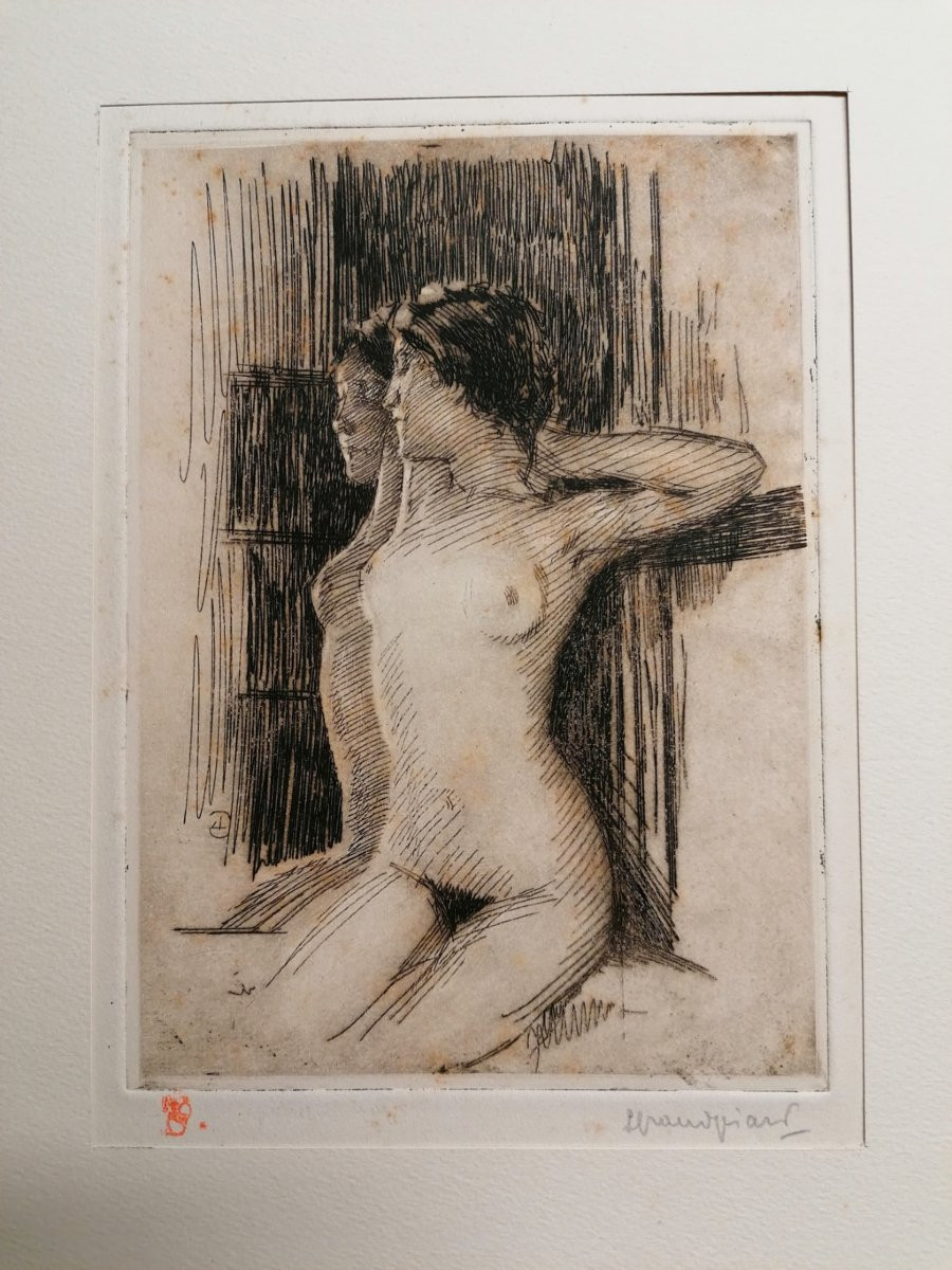 Lucien Grandgerard (1880-1970) - Etching - Nude Woman - XX° - N° 4 - 43-photo-2
