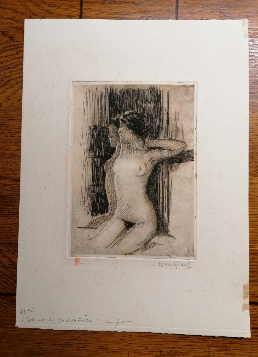 Lucien Grandgerard (1880-1970) - Etching - Nude Woman - XX° - N° 4 - 43