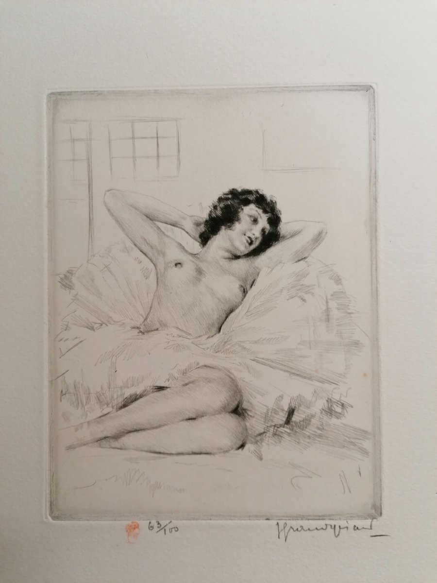 Lucien Grandgerard (1880-1970) - Etching - Nude Woman - XX° - (ref. =1-64)-photo-2