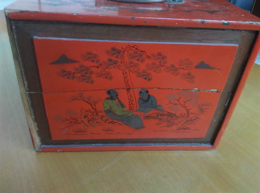 Mah-jong Games - 20th Century Vermilion Lacquer Box With All Tiles-photo-3