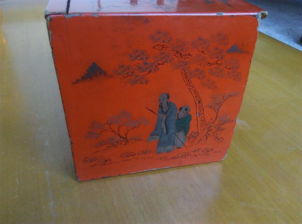 Mah-jong Games - 20th Century Vermilion Lacquer Box With All Tiles-photo-4