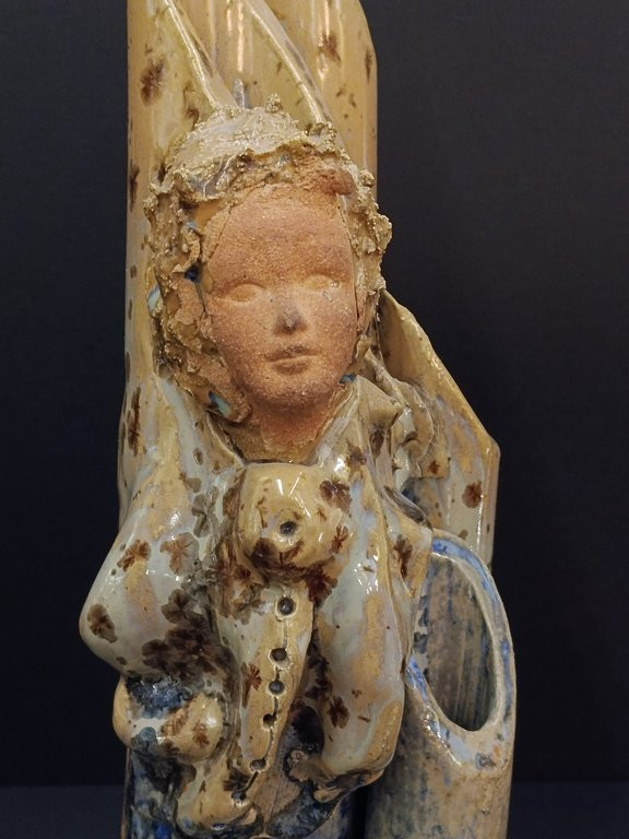 Vase en terre cuite - vernissé - quatre compartiments - XX ème - Monogramme inconnu-photo-2