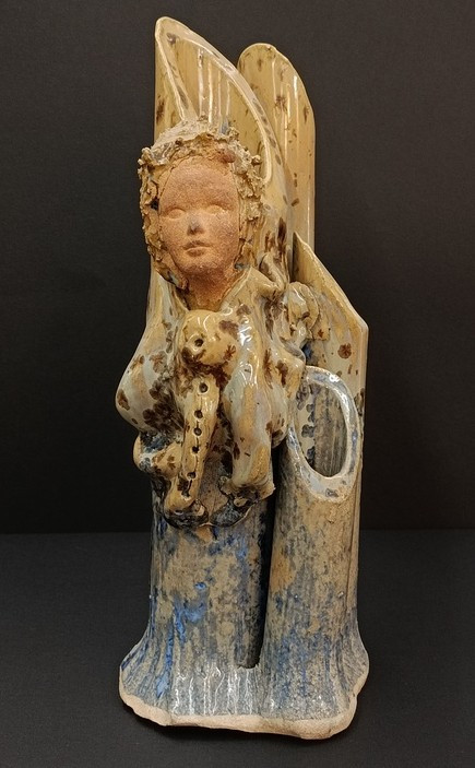 Vase en terre cuite - vernissé - quatre compartiments - XX ème - Monogramme inconnu