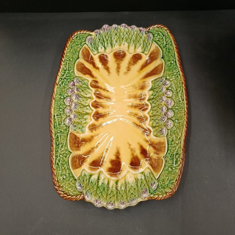 Set Of Two Asparagus Dishes - Majolica - Barbotine - Longchamp - 19th - 20th Century-photo-7