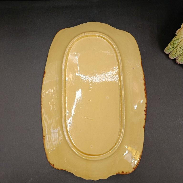 Set Of Two Asparagus Dishes - Majolica - Barbotine - Longchamp - 19th - 20th Century-photo-8