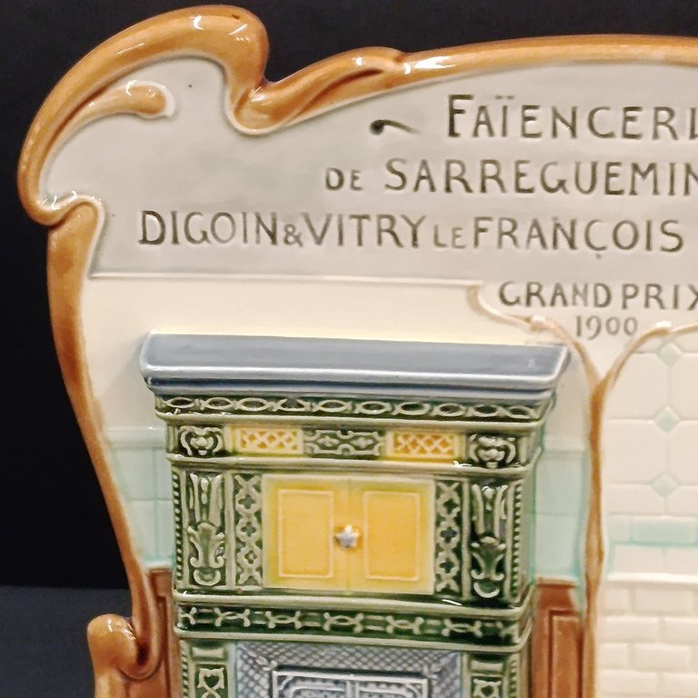  Faïencerie de Sarreguemines – Art Nouveau 1900 – Barbotine Publicitaire-photo-1