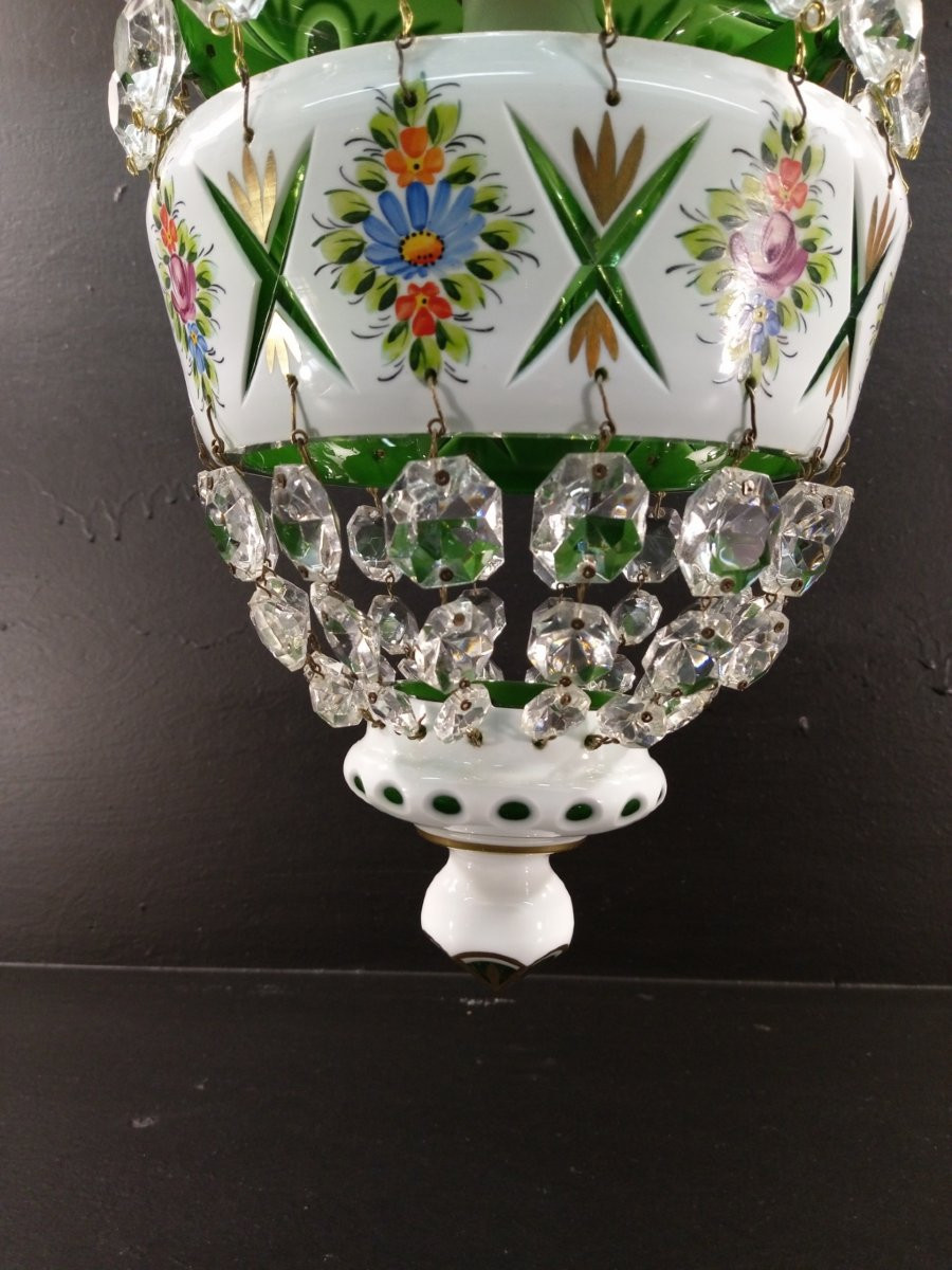 LUSTRE CRISTAL OPALINE - OVERLAY - MOSSER - XX EME -photo-3