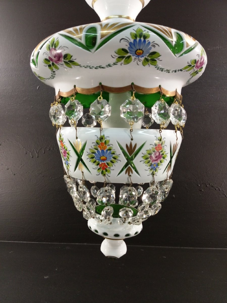 LUSTRE CRISTAL OPALINE - OVERLAY - MOSSER - XX EME -photo-4