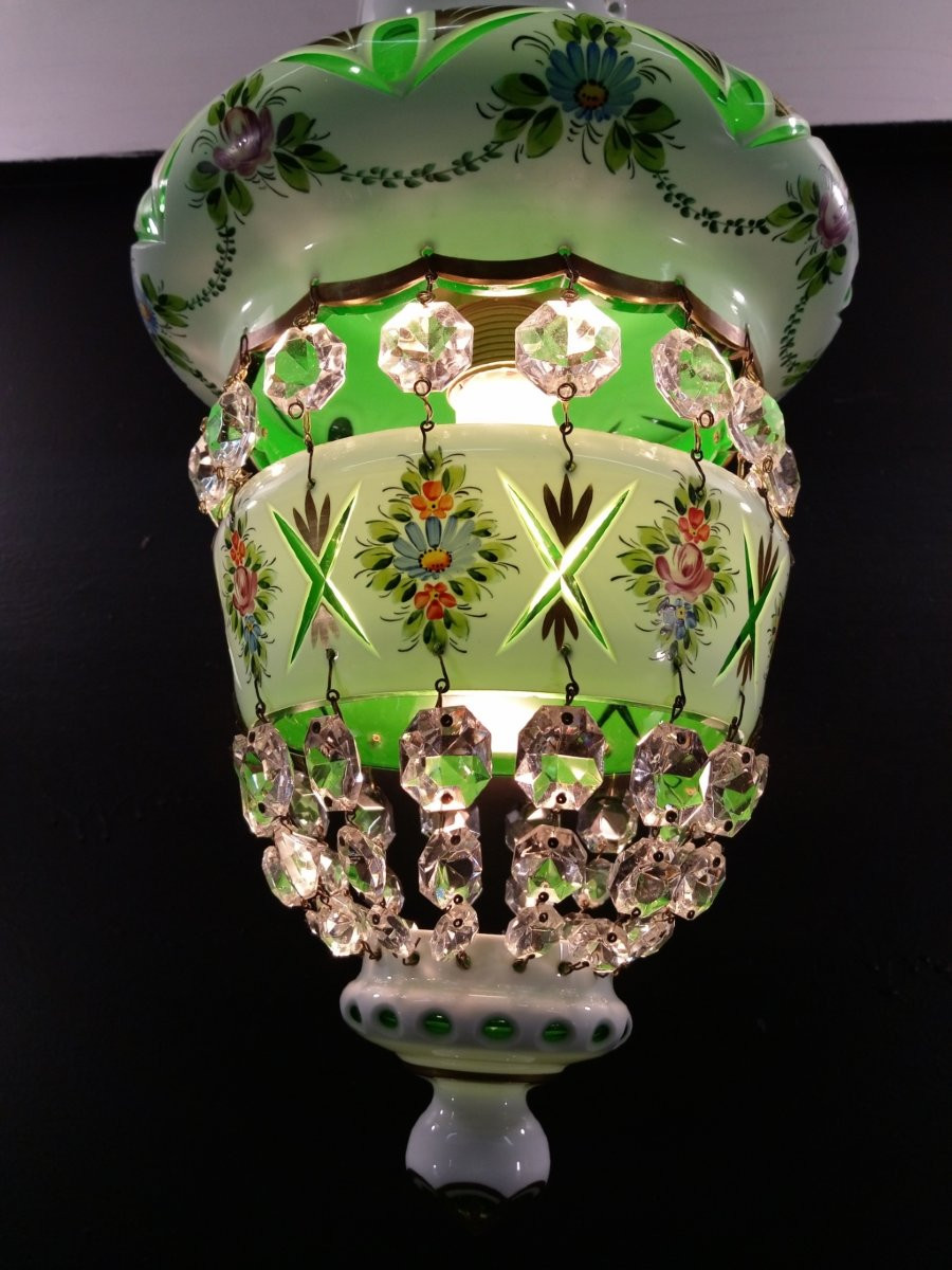 LUSTRE CRISTAL OPALINE - OVERLAY - MOSSER - XX EME -photo-3