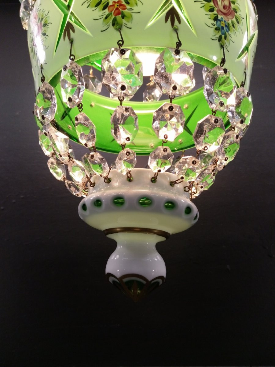 LUSTRE CRISTAL OPALINE - OVERLAY - MOSSER - XX EME -photo-4
