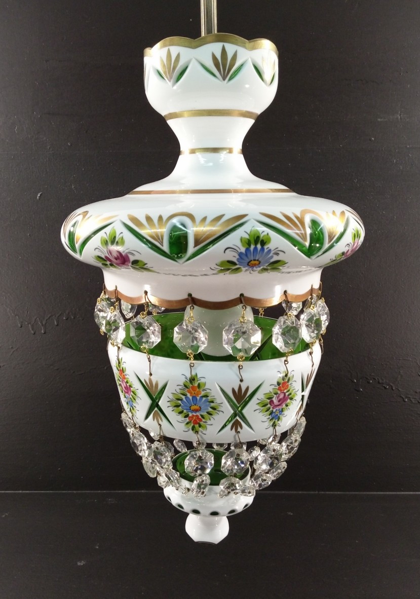 LUSTRE CRISTAL OPALINE - OVERLAY - MOSSER - XX EME 