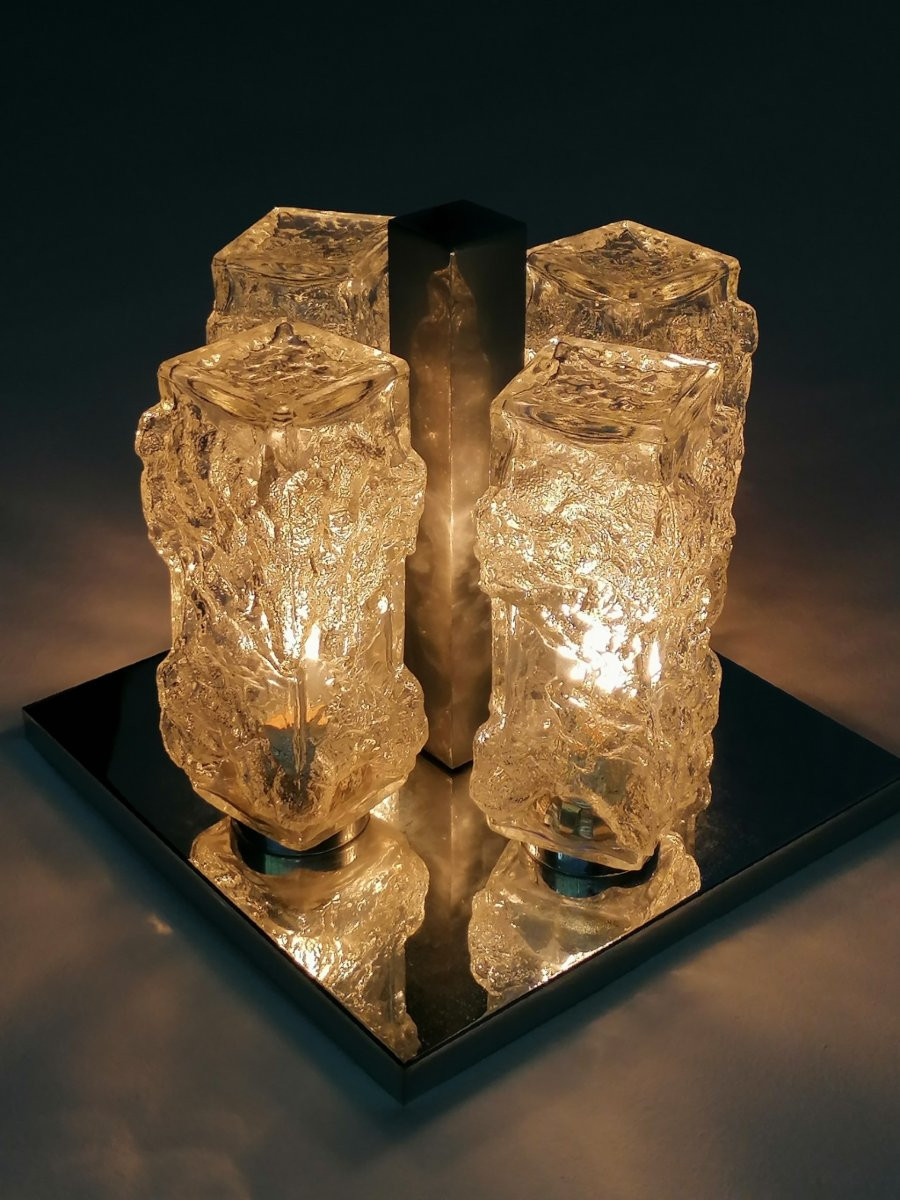 Plafonnier Style Glaçon de 1960 à 1970, fabriquer par M. Hillebrand de Limbourg.-photo-1
