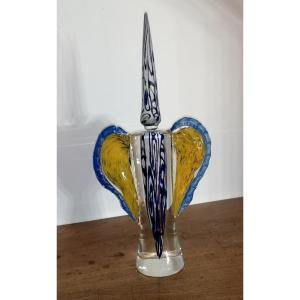 Flacon en verre soufflé contemporain - DECOBERT -  BEGOU - 1992 