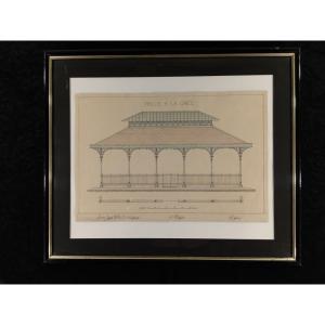 LES HALLES A LA CRIEE D'AVIGNON - ENCRE DE CHINE - LOUIS GERUS - 1904 