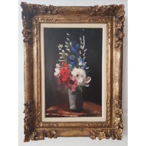 Maurice De Vlaminck - Huile Sur Toile - Bouquet de Fleurs