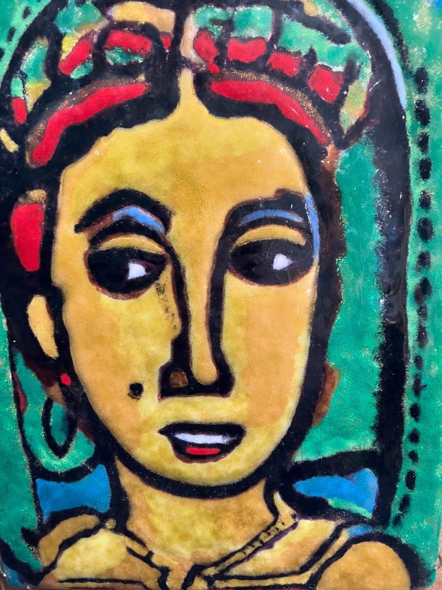 Madame Carmencita émail Sur Cuivre d'Après Georges Rouault Par R. Trameau