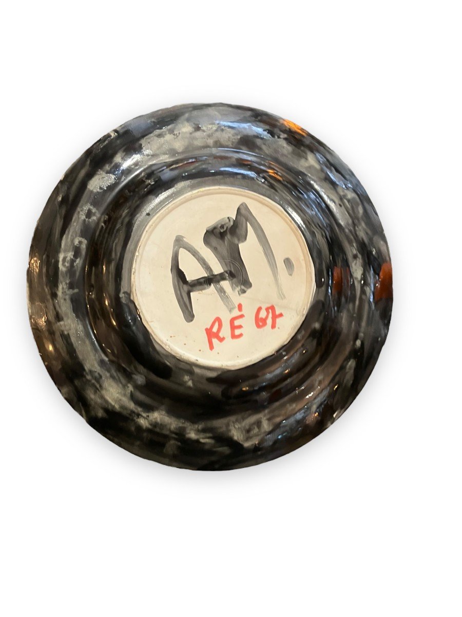 Marcel Deviers (1914-2002) Midcentury Plate In Painted Earthenware-photo-1